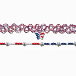 Stars & Stripes Butterfly Choker Necklaces - 2 Pack