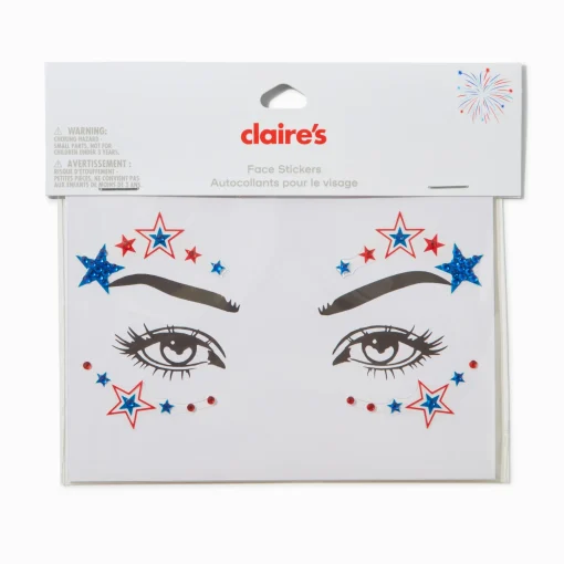 Stars & Stripes Gemstones Face Stickers