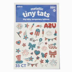 Stars & Stripes Mini Metallic Temporary Tattoo Pack - 35 Pack