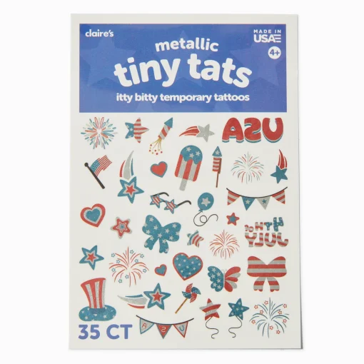 Stars & Stripes Mini Metallic Temporary Tattoo Pack - 35 Pack