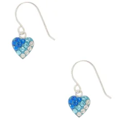 Sterling Silver Blue Ombré Heart Drop Earrings