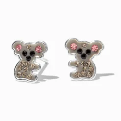 Sterling Silver Crystal Koala Stud Earrings