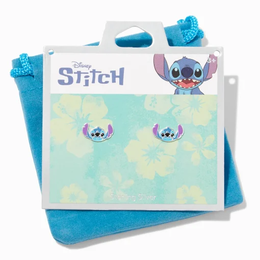 Sterling Silver Disney Stitch Enamel Stud Earrings