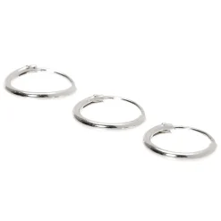 Sterling Silver 22G Cartilage Snap Hoop Earrings - 3 Pack