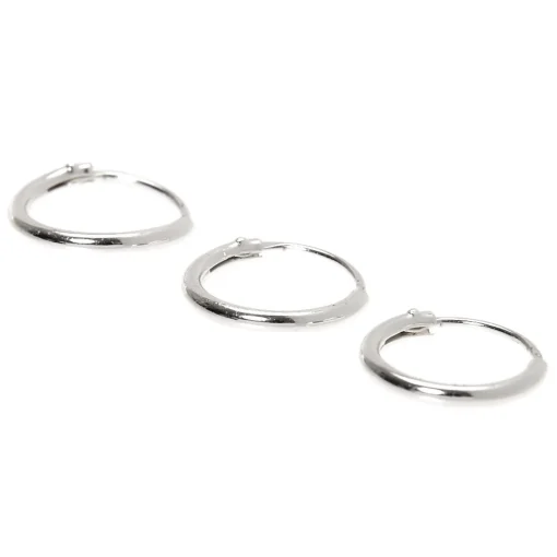 Sterling Silver 22G Cartilage Snap Hoop Earrings - 3 Pack