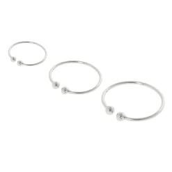 Sterling Silver Graduated Faux Nose Hoop Rings - 3 Pack