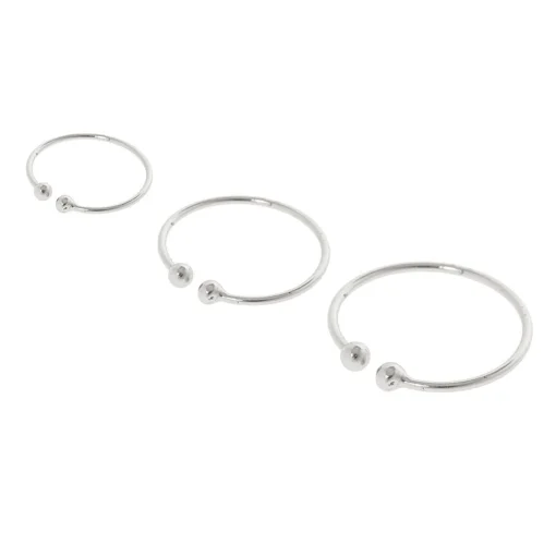 Sterling Silver Graduated Faux Nose Hoop Rings - 3 Pack