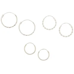 Sterling Silver Graduated Hoop Earrings - 3 Pack