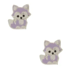 Sterling Silver Lavender Fox Stud Earrings
