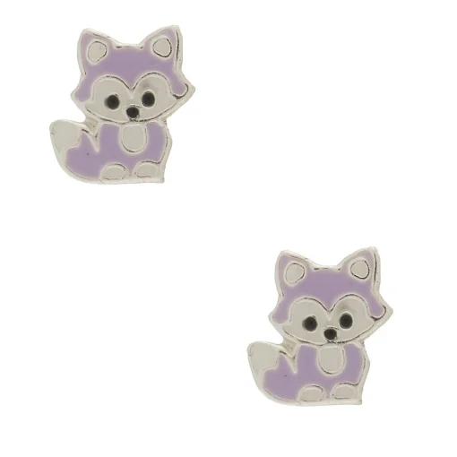 Sterling Silver Lavender Fox Stud Earrings