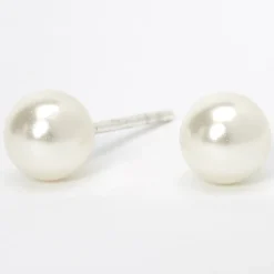 Sterling Silver 6MM Pearl Stud Earrings