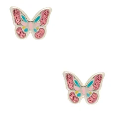 Sterling Silver Pastel Butterfly Stud Earrings