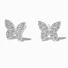 Sterling Silver Pavé Crystal Butterfly Stud Earrings