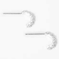Sterling Silver Pearl 10MM Half Hoop Earrings