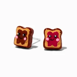 Sterling Silver Post Peanut Butter and Jelly Sandwich Stud Earrings