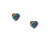 Sterling Silver Rainbow Heart Stud Earrings