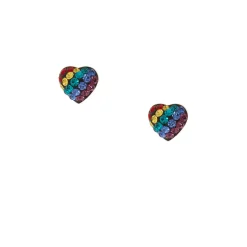 Sterling Silver Rainbow Heart Stud Earrings