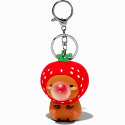 Strawberry Capybara Squeeze Keychain