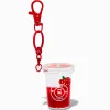 Strawberry Coffee Water-Filled Glitter Keychain