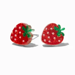 Strawberry Glitter Stud Earrings