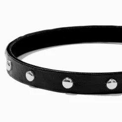 Studded Black Faux Leather Headband