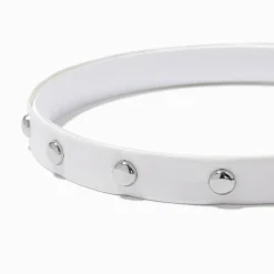 Studded White Faux Leather Headband