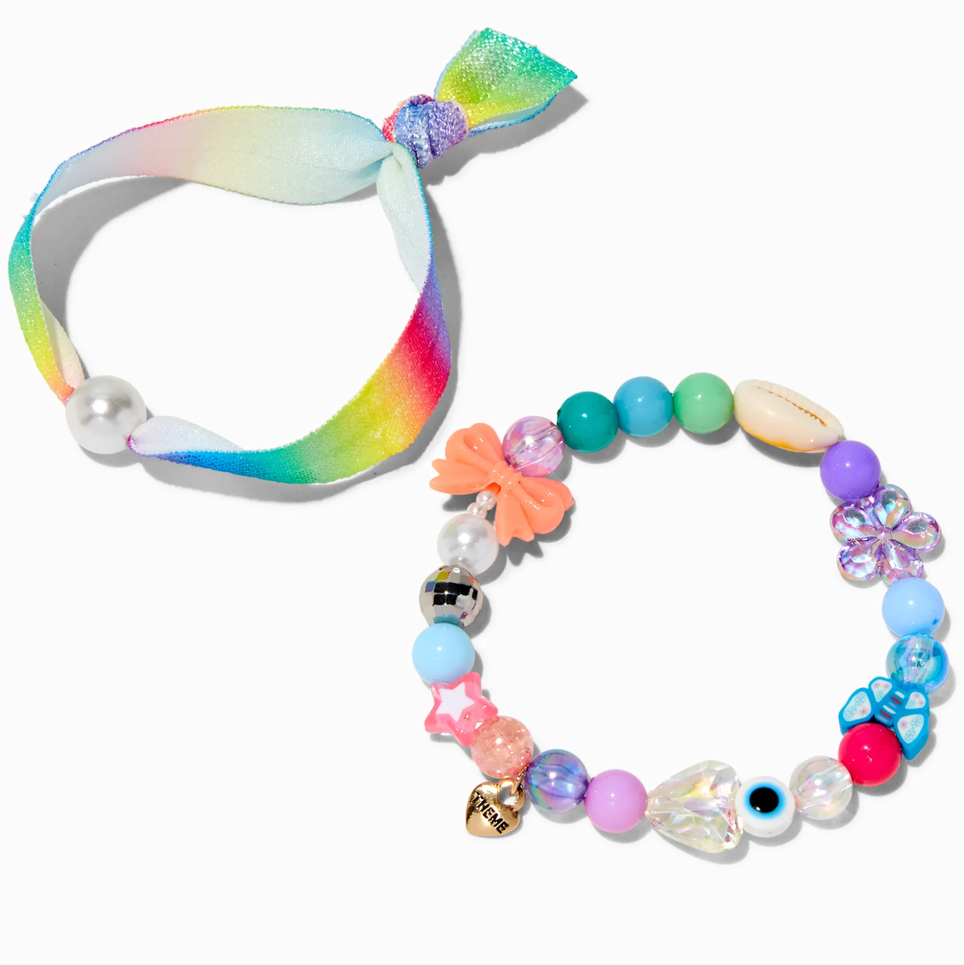 T H E M E x Claire's Beaded Mixed Media Bracelet Set - 2 Pack