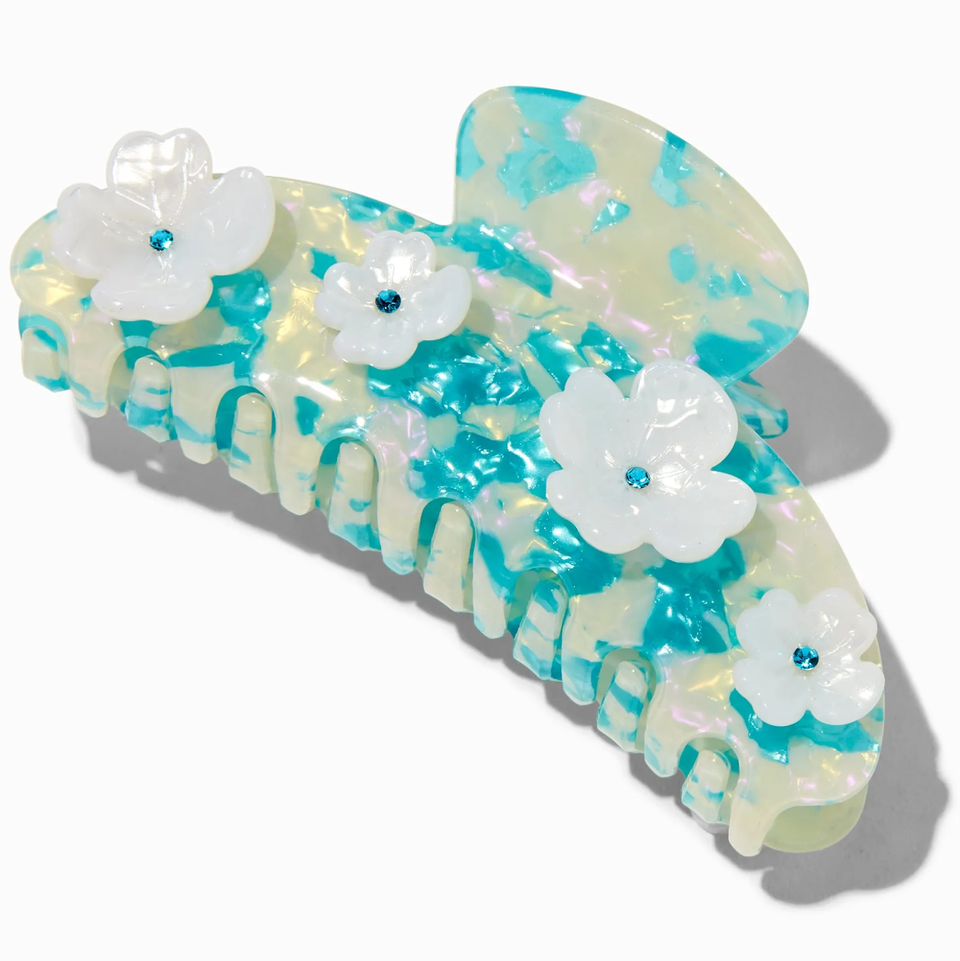 T H E M E x Claire's Blue & White Floral Pearl Hair Claw
