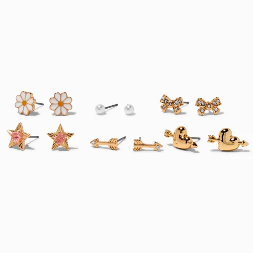 T H E M E x Claire's Gold-tone Stud Earrings - 6 Pack