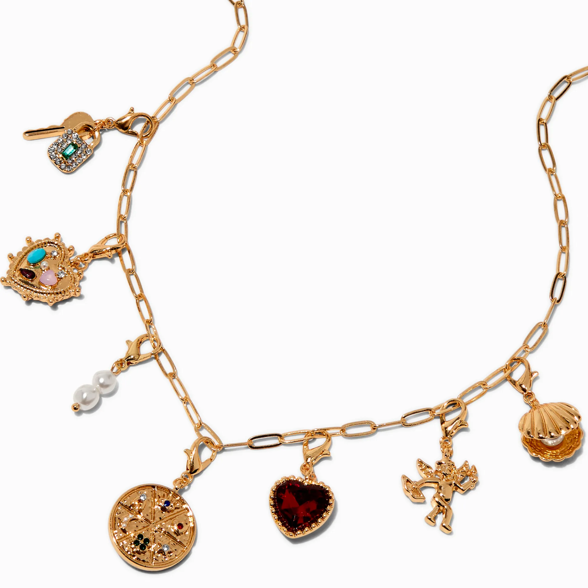 T H E M E x Claire's Gold-tone Paperclip Chain Gem Charm Necklace