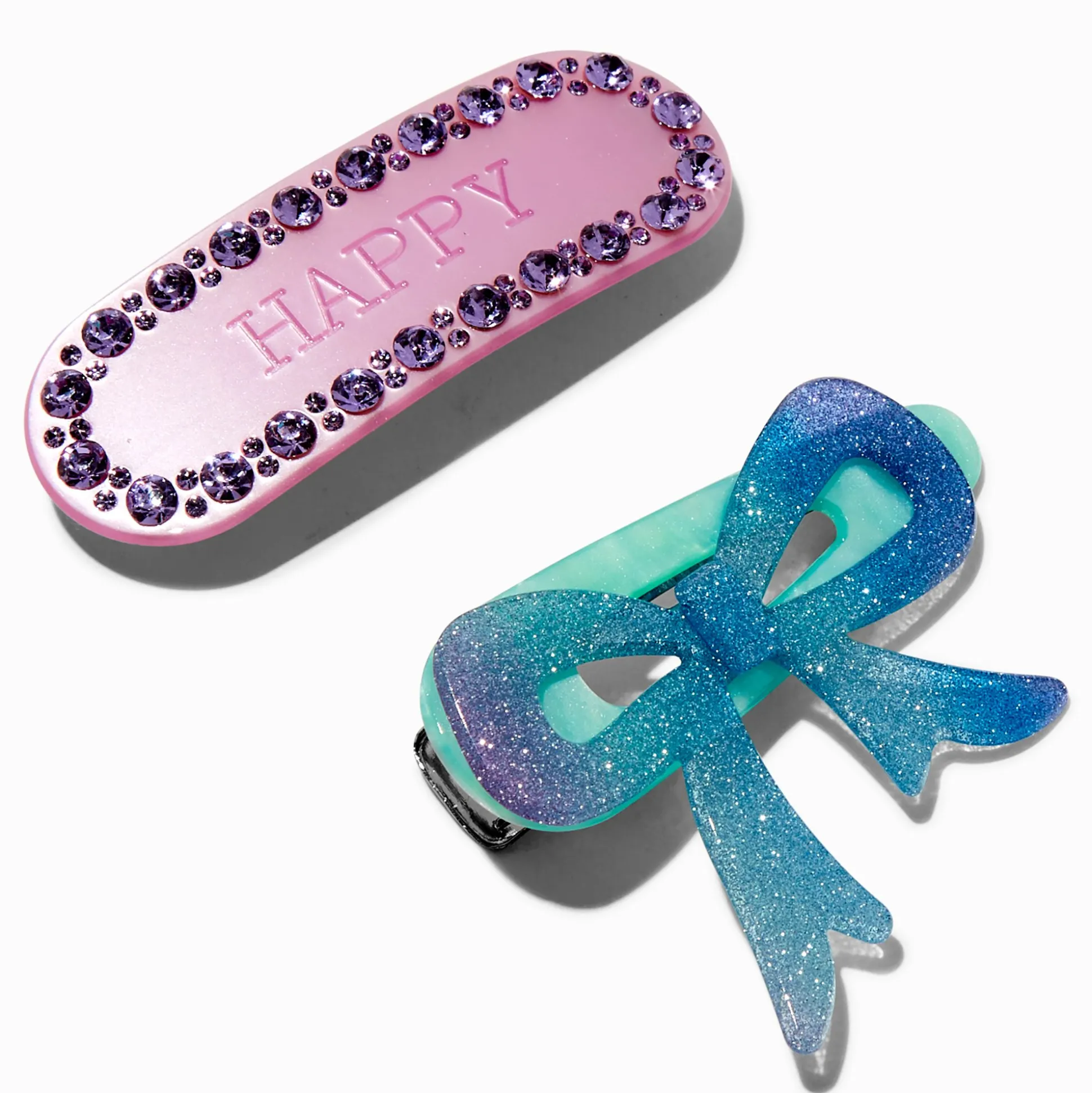 T H E M E x Claire's Happy Bow Hair Clips - 2 Pack