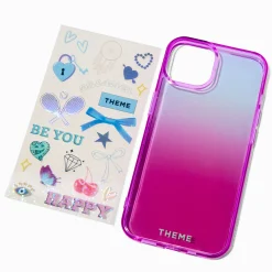 T H E M E x Claire's Ombré Phone Case with Stickers - Fits iPhone® 13/14/15