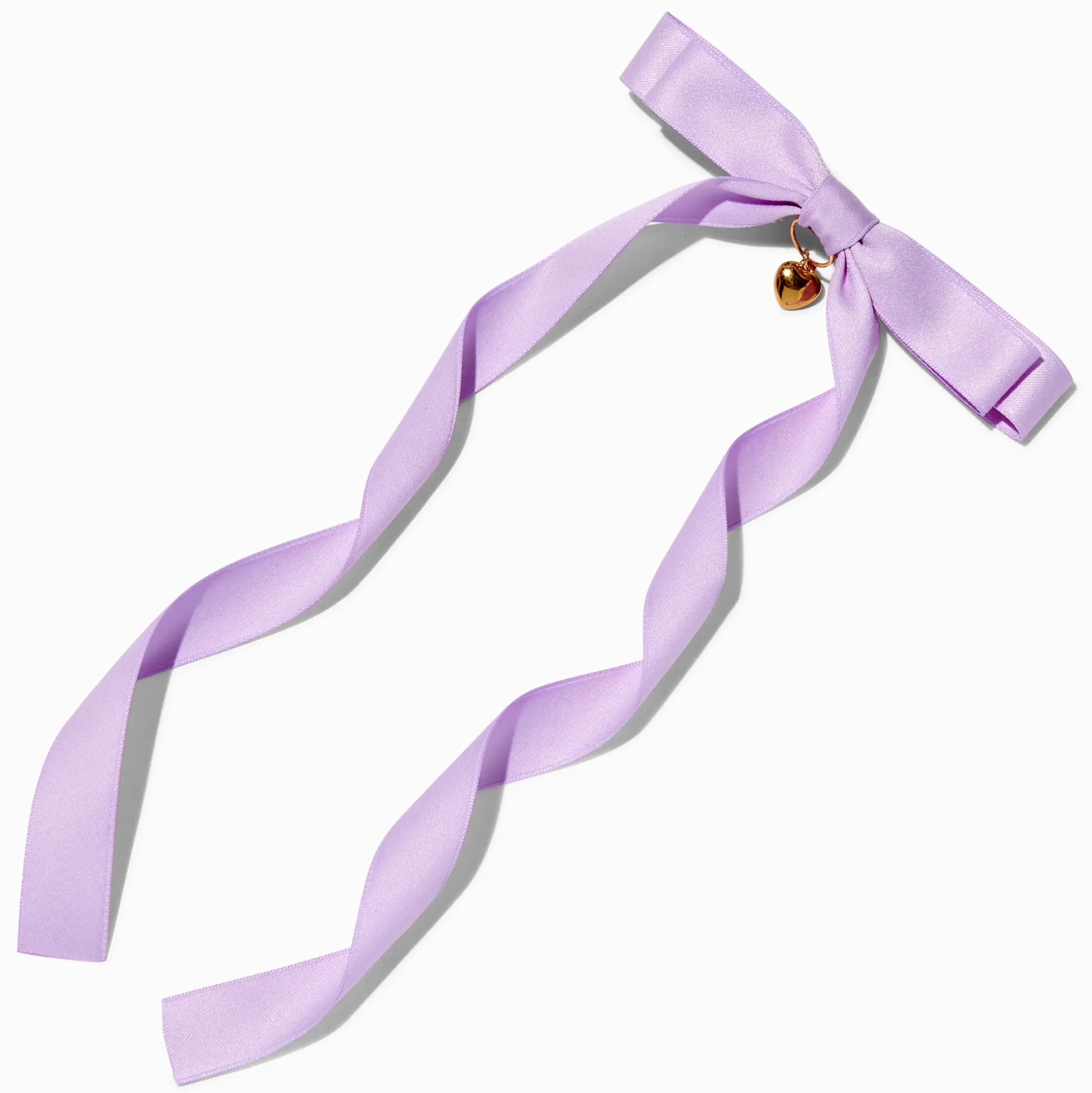 T H E M E x Claire's Purple Long Tail Gold-tone Heart Charm Hair Bow Clip