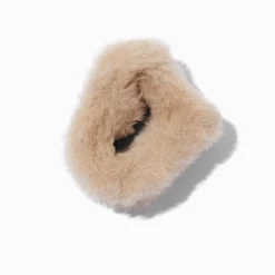 Tan Furry Medium Heart Hair Claw