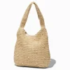 Tan Pearl Woven Slouchy Shoulder Bag