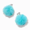Teal Pom Pom 1.5" Clip-On Drop Earrings