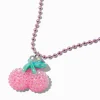 Textured Cherry Pink Beaded Pendant Necklace
