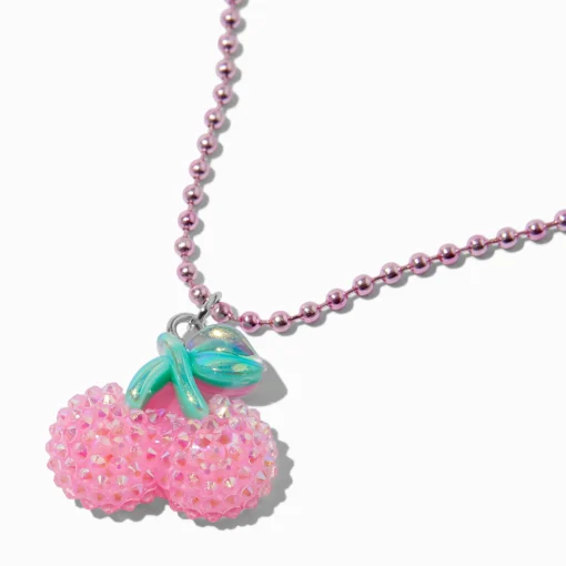 Textured Cherry Pink Beaded Pendant Necklace