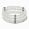Three-Row Pearl & Hematite Stretch Bracelet