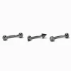 Titanium Cubic Zirconia 16G Tri-Stud Rook Earrings - 3 Pack