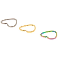 Titanium 16G Mixed Anodized Heart Cartilage Hoop Earrings - 3 Pack