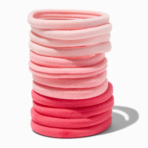 Tonal Pink Rolled Hair Ties - 12 Pack