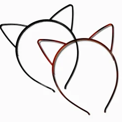 Tortoiseshell & Black Cat Ears Headbands - 2 Pack