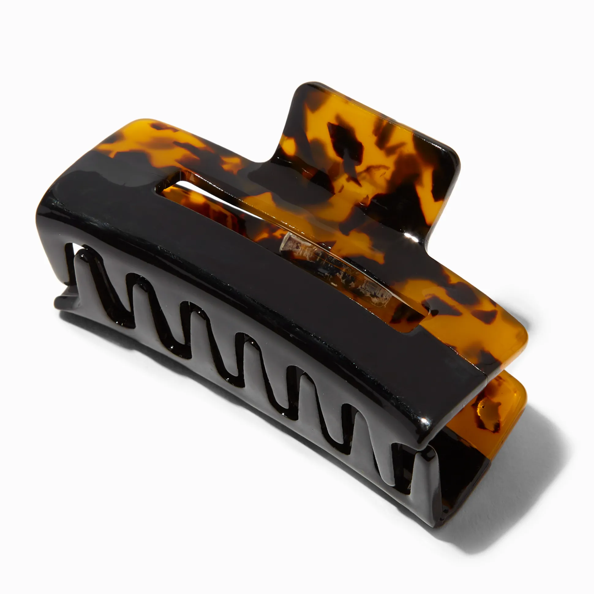 Tortoiseshell Black Color Block Rectangle Hair Claw