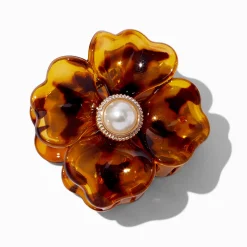 Tortoiseshell Pearl Flower Hair Claw