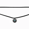 Turquoise Coin Black Cord Cowgirl Multi-Strand Necklace