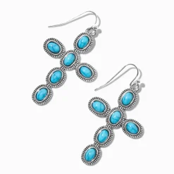 Turquoise Cowgirl Cross Drop Earrings