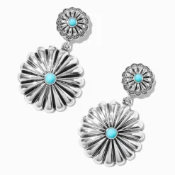 Turquoise Cowgirl Flower Drop Earrings