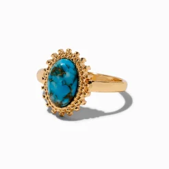 Turquoise Crackle Oval Ring