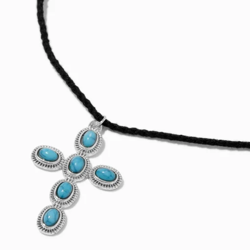 Turquoise Cross Cowgirl Pendant Necklace
